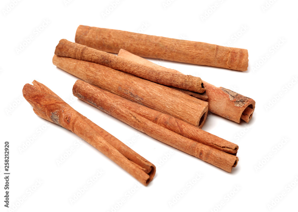 Cinnamon on white background