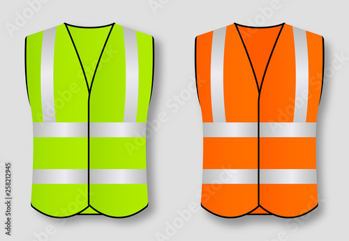Reflective road safety vests isolated on background. Vector illustration.