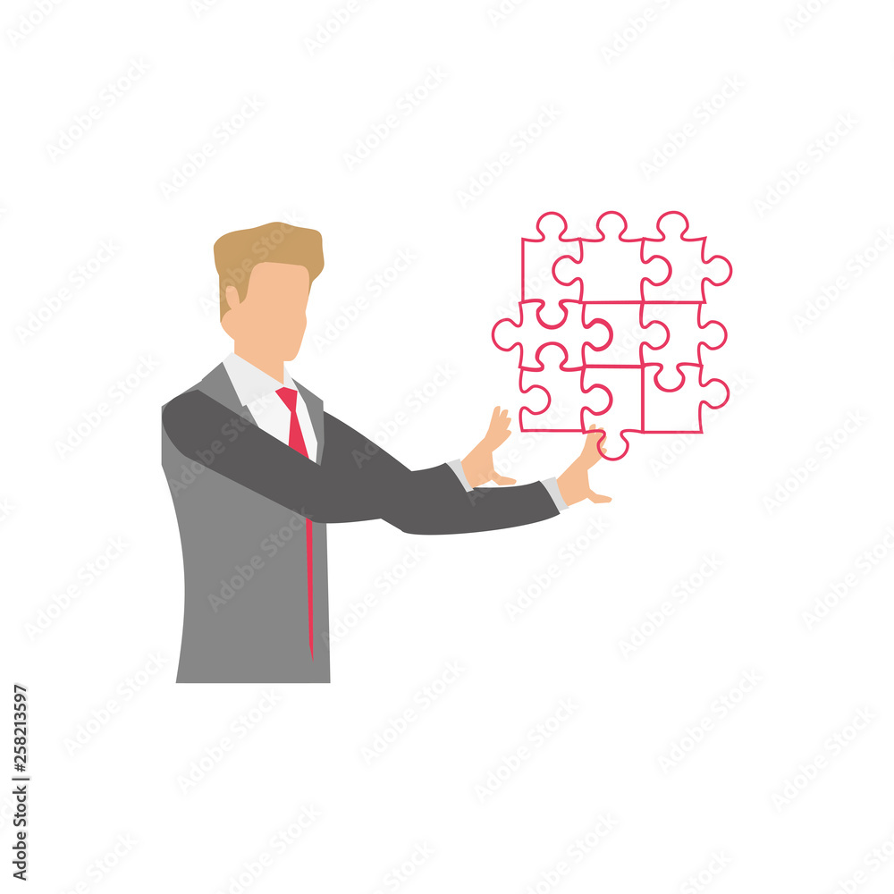 businessman with puzzle pieces isolated icon businessman with puzzle pieces isolated icon