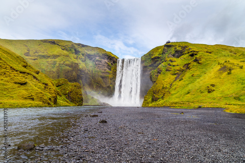 A view of Skogafoss. one of most beautiful waterfalls in Iceland