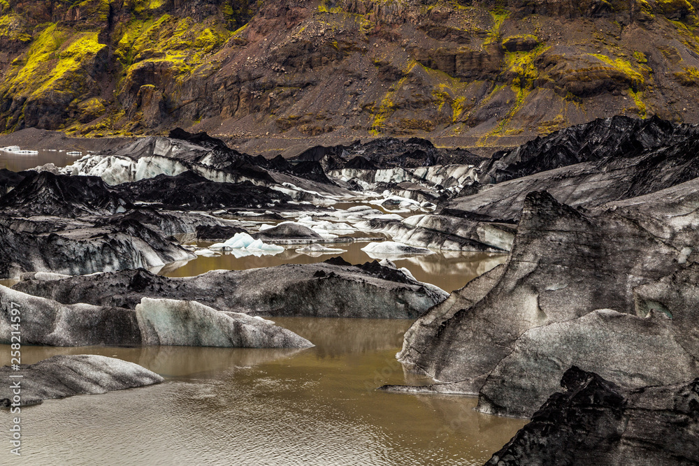 A view of Solheimajokull glacier in Iceland A view of Solheimajokull glacier in Iceland