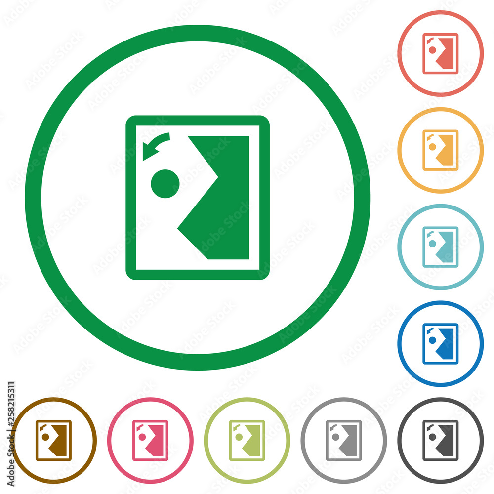 Rotate image left flat icons with outlines Rotate image left flat icons with outlines
