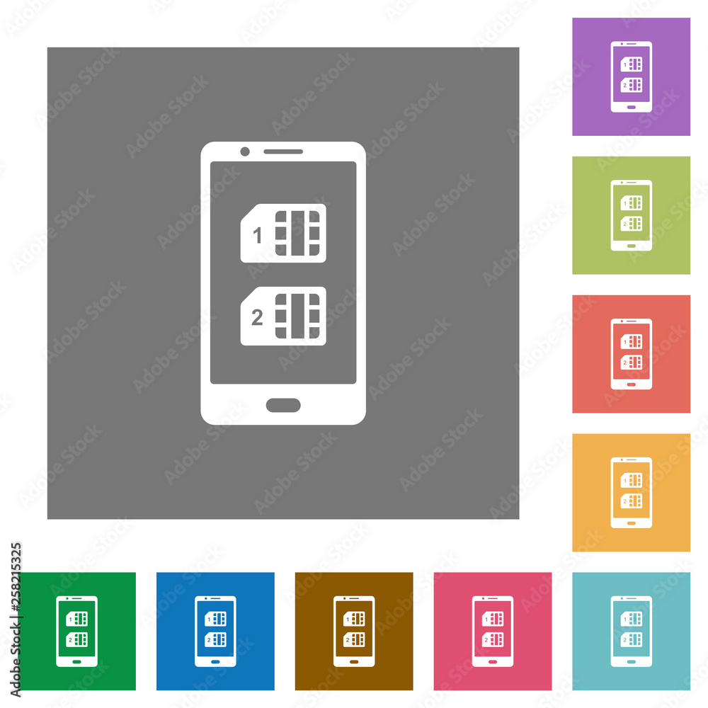Dual SIM mobile square flat icons Dual SIM mobile square flat icons