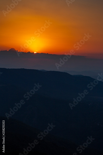 Summer sunset view from Kopitoto Hill, Vitosha Mountain, Sofia, Bulgaria