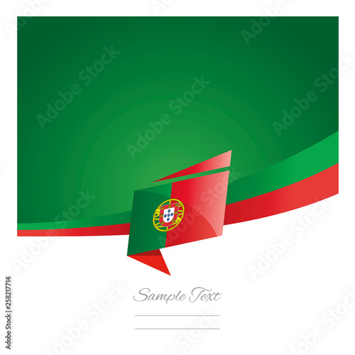 New abstract Portugal flag ribbon origami green background vector