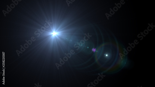Photo Lens flare glow light effect on black background