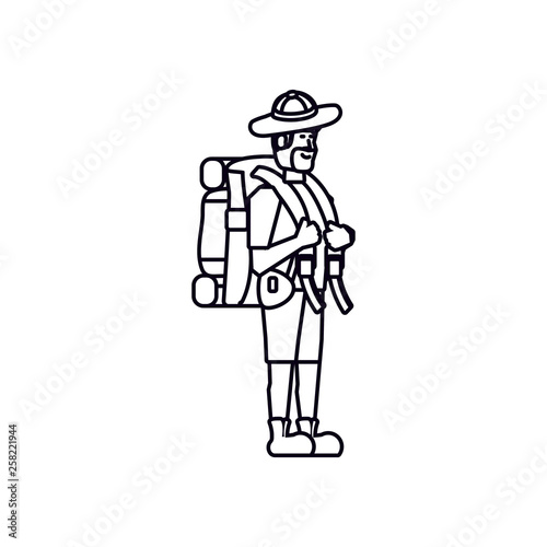 traveler man with travel bag avatar character