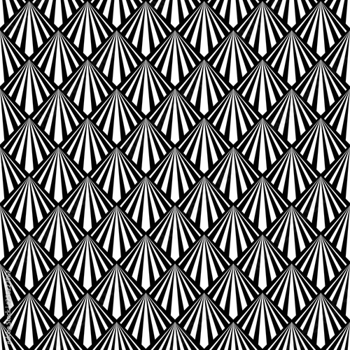 Art Deco Seamless Pattern - Repeating pattern design with art deco motif in black and white