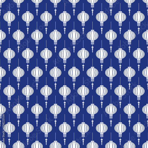 Canvas Print Blue China Seamless Pattern - Blue and white repeating pattern design inspired b