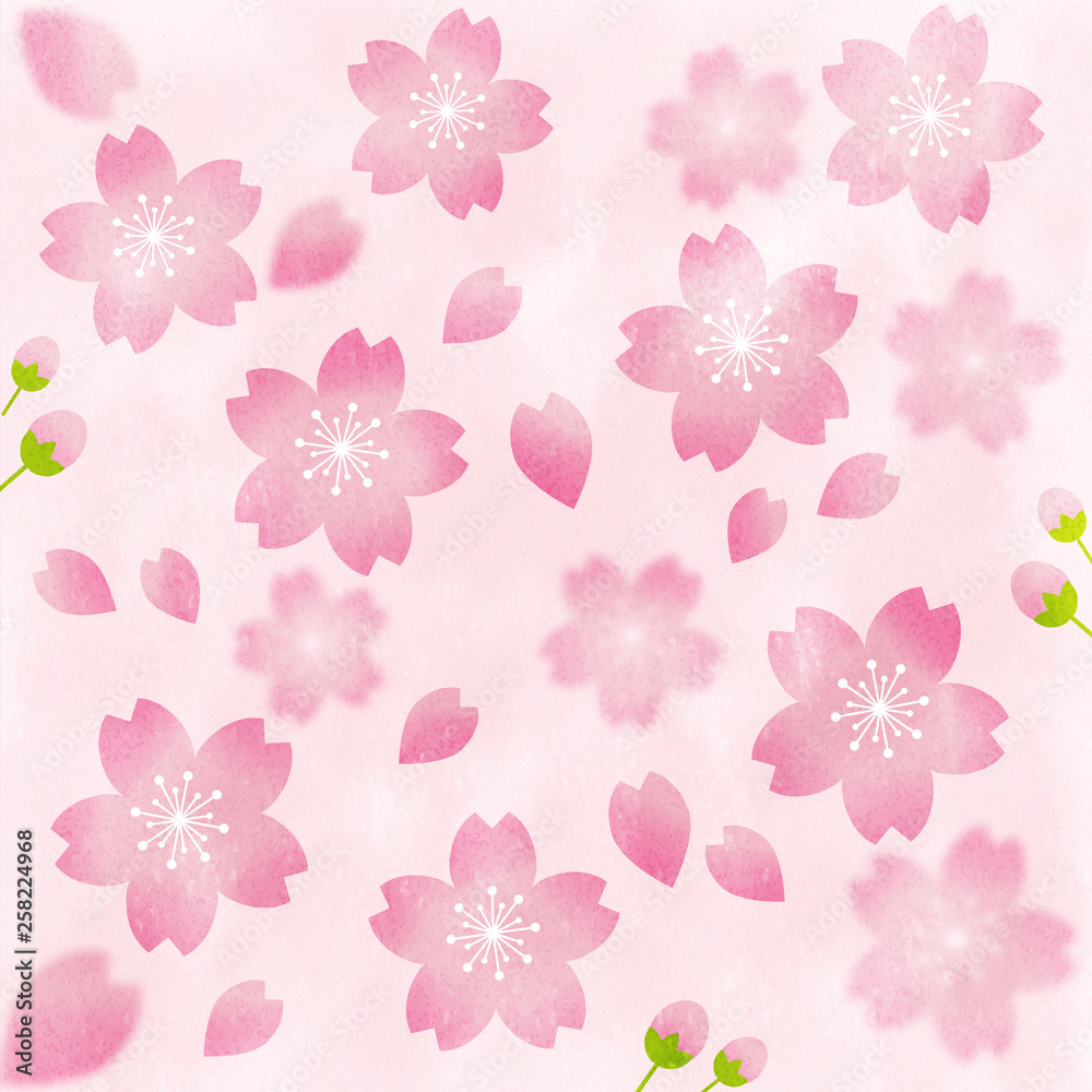 水彩絵風の桜背景イラスト ピンク Stock Vector Adobe Stock