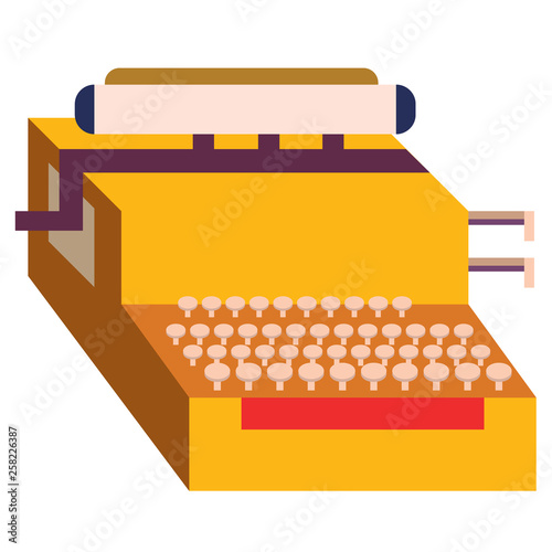 typewriter flat illustration on white