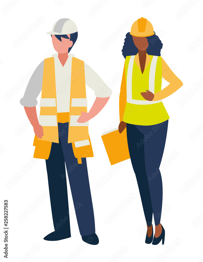 couple of builders working couple of builders working