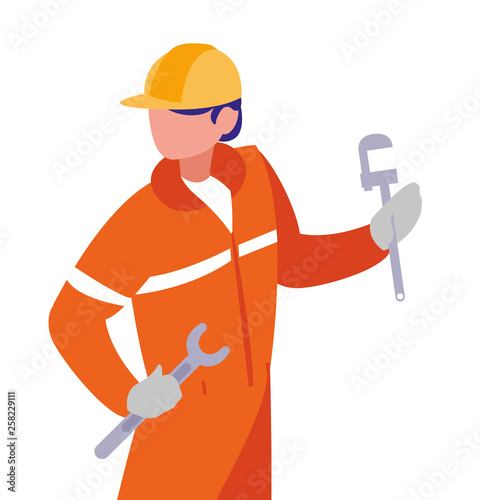 industrial worker with tools avatar character