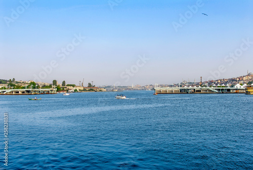 Istanbul, Turkey, 17 May 2015: Galata Bridge, Golden Horn, Halic, Eyup, Pierloti