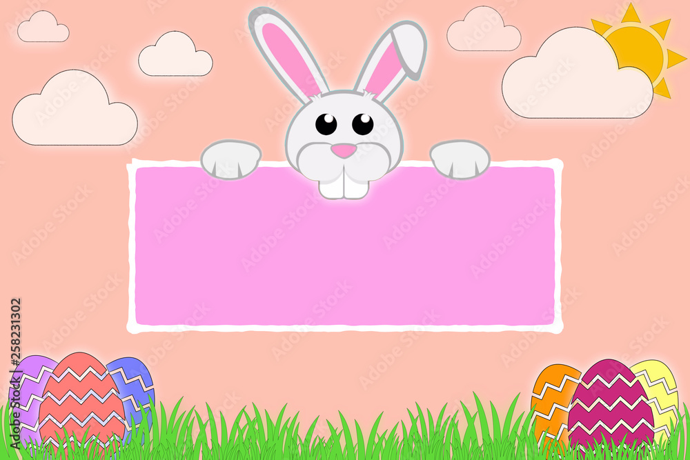 easter card with bunny and eggs easter card with bunny and eggs