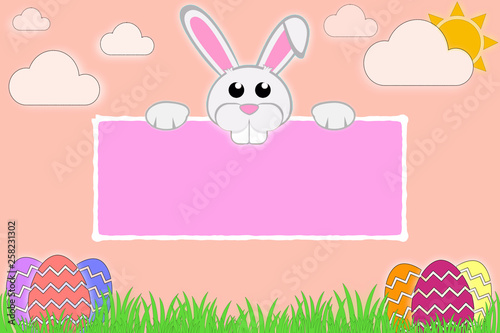 easter card with bunny and eggs