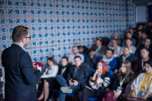 successful businessman giving presentations at conference room