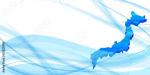 日本　地図　水　背景