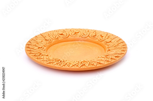 Billede på lærred Dish / Plate : Thai traditional earthenware dish isolated on white background