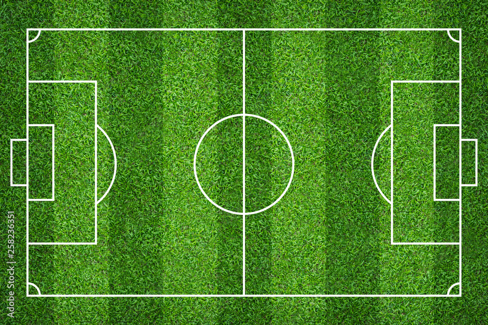 Football field or soccer field for background. Green lawn court for create game.
