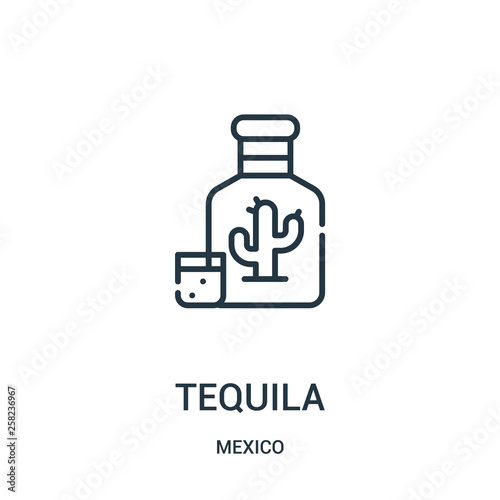 tequila icon vector from mexico collection. Thin line tequila outline icon vector illustration.