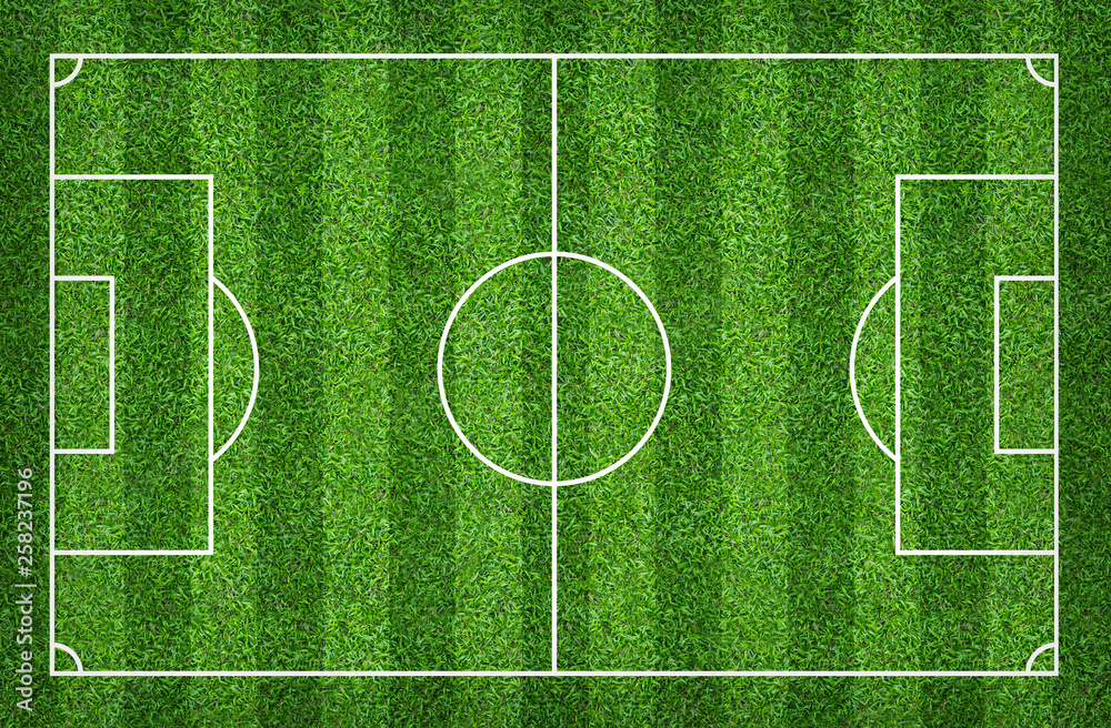 Football field or soccer field for background. Green lawn court for create game.