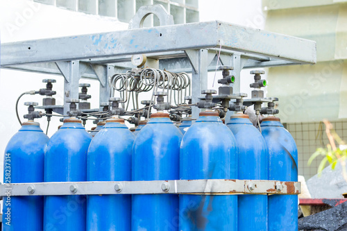 Принти на полотні Oxygen and Argon gas steel storage tanks for industry welding at out side factor
