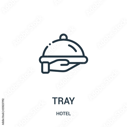 tray icon vector from hotel collection. Thin line tray outline icon vector illustration.