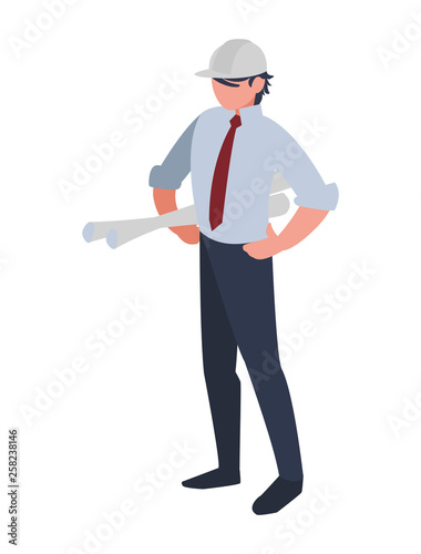 elegant engineer with planes paper