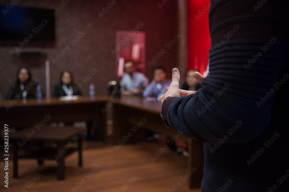 successful businessman giving presentations at conference room