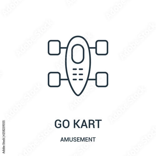 go kart icon vector from amusement collection. Thin line go kart outline icon vector illustration.