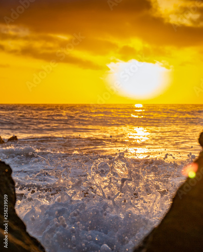 Sunset ocean beach seascape