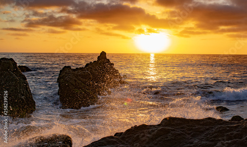 Sunset ocean beach landscape