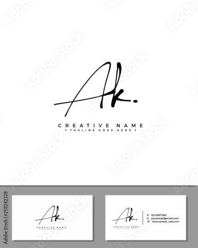 A K AK initial handwriting logo template vector.  signature logo concept