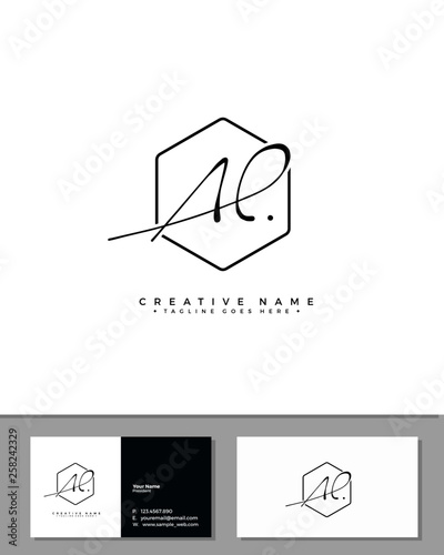 A L AL initial handwriting logo template vector.  signature logo concept