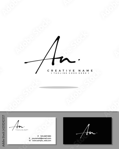 A N AN initial handwriting logo template vector. signature logo concept