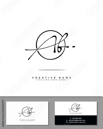 A B AB initial handwriting logo template vector.  signature logo concept