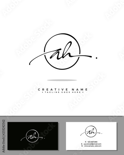 A H AH initial handwriting logo template vector.  signature logo concept photo