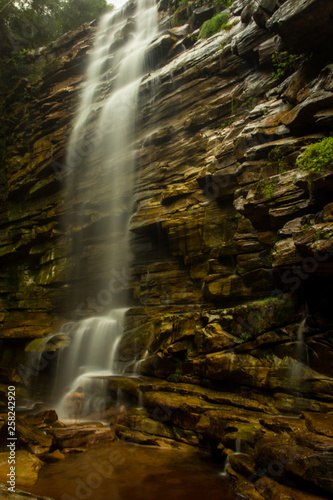 Lençóis/Bahia/Brasil-08/28/2018- Waterfall of the Mosquitos, in the Chapada Diamantina, is one of the most beautiful and unique with access for wheelchair users in the high part