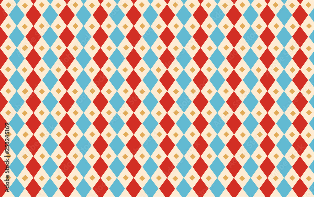 Circus blue and red Harlequin Classic vintage Wallpaper