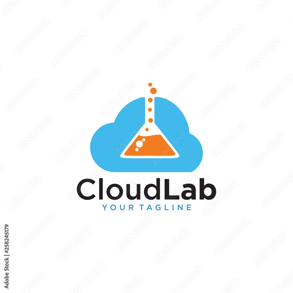 cloud lab logo vector with cloud and laboratory glass combination illustration cloud lab logo vector with cloud and laboratory glass combination illustration