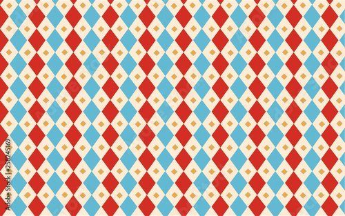Circus blue and red Harlequin Classic vintage Wallpaper photo