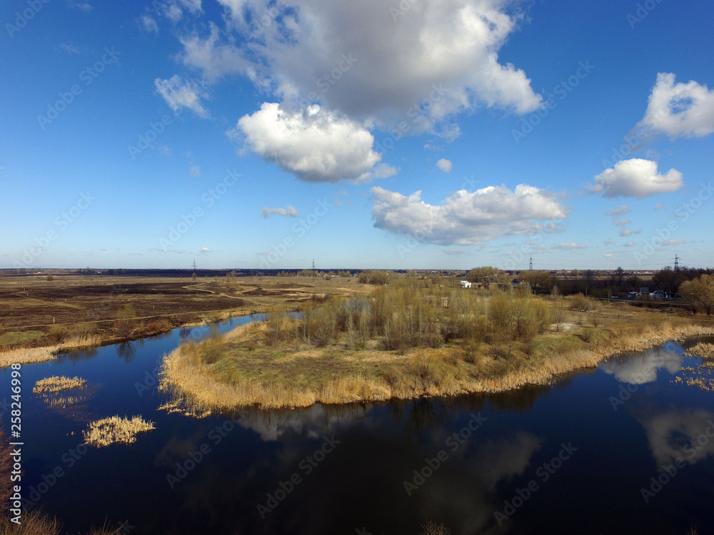 Aerial view of the Saburb landscape (drone image). Near Kiev,Ukraine