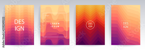 Abstract striped warm background, halftone gradients, patterns, set