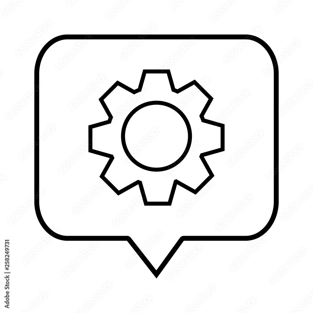 speech bubble with gear machinery