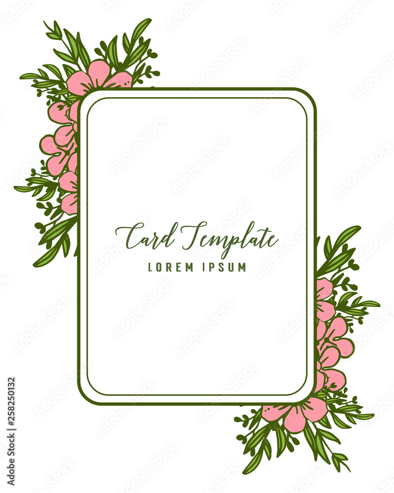 Vector illustration shape pink flower frame with card template design
