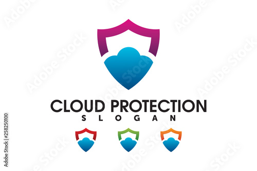 cloud security shield protection logo company design template element