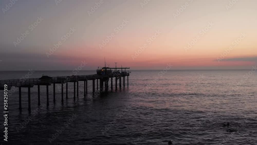 Drone over La Jolla, San Diego pier at sunset. Drone over La Jolla, San Diego pier at sunset.