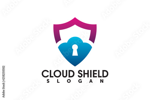 cloud security shield protection logo company design template element