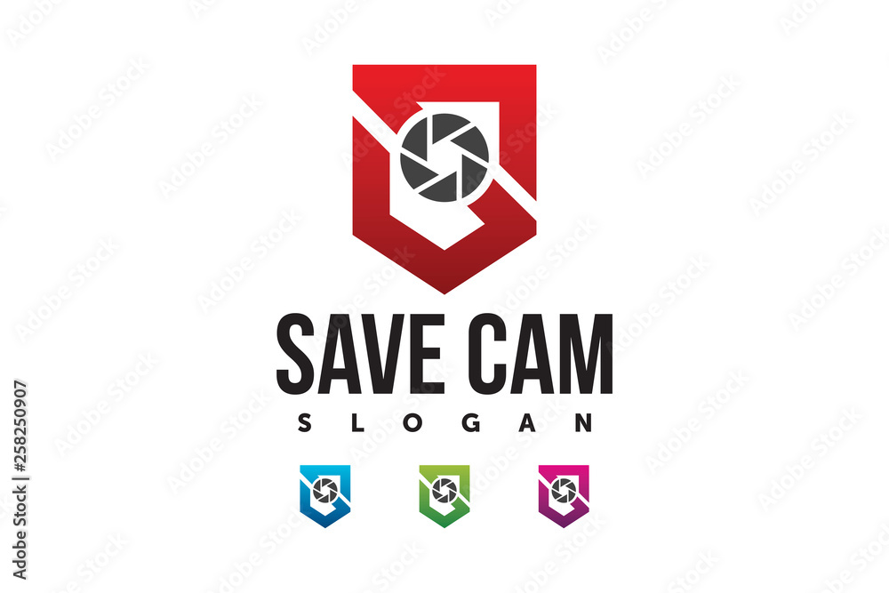 Naklejka premium camera shield security logo company template element